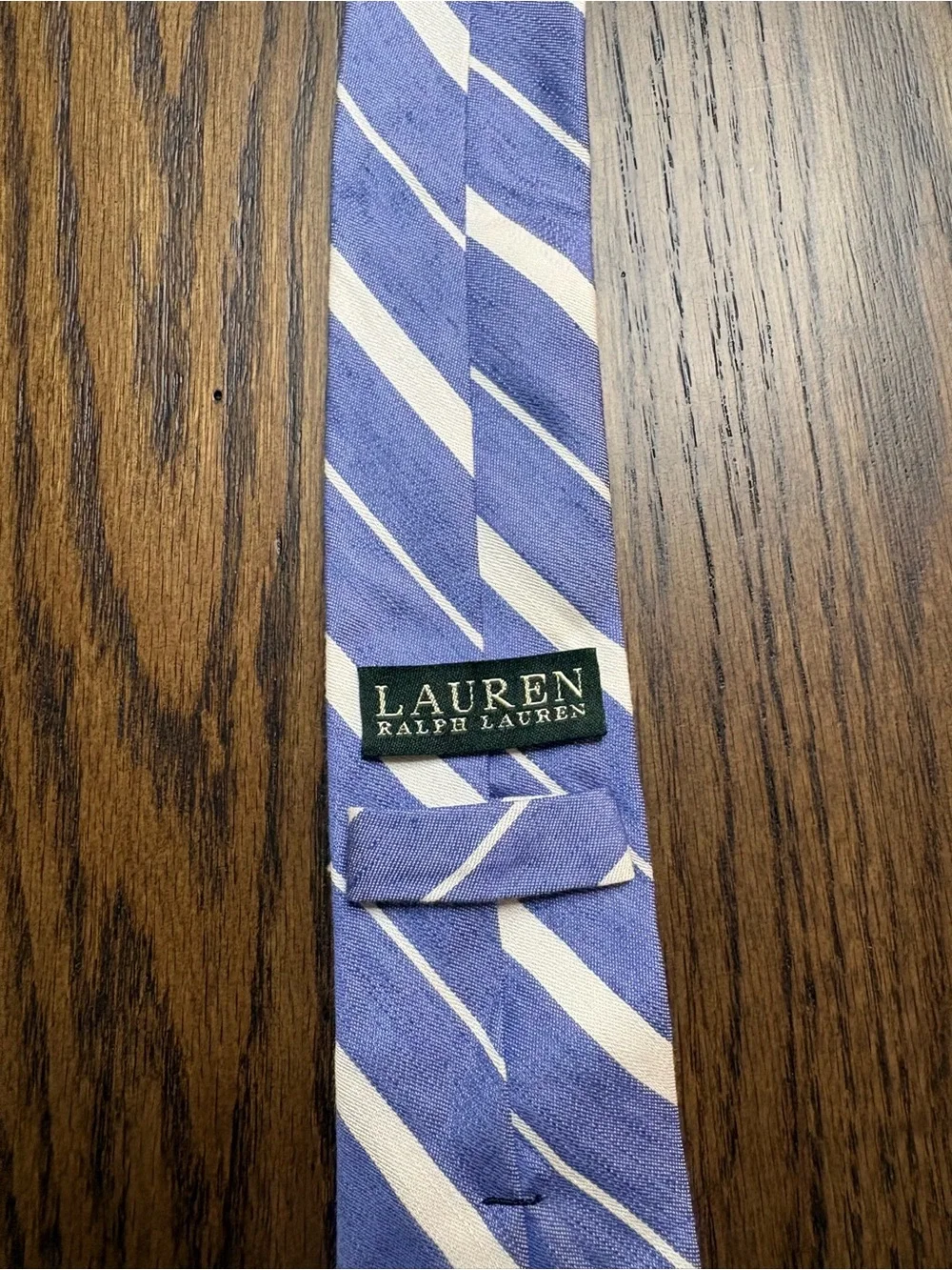 Ralph Lauren Lavender and White Striped Silk Tie #878CL